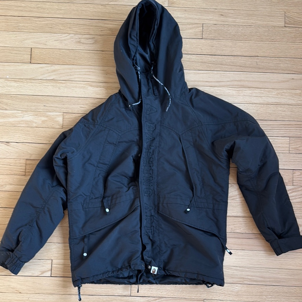 A Bathing Ape Black Hooded Coat